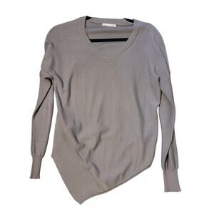 Skin Womens Knit Sweater S Gray Asymmetrical Pima Cotton Long Sleeve Lagenlook